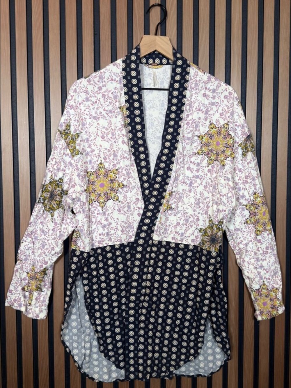 Free People Kimono Small Womens Multicolor Floral Long Sleeve Forget Me Knot